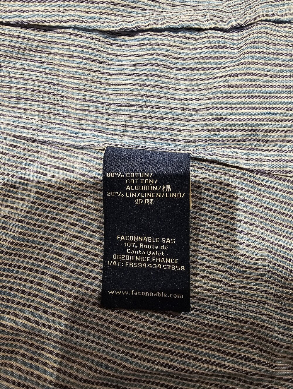 Façonnable Linen Blue Stripe Button-Up Shirt - Picture 8 of 10